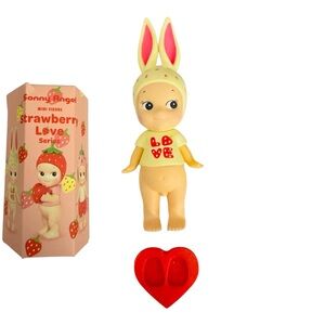 Sonny Angel Strawberry Love Series Rabbit w/FREE stand